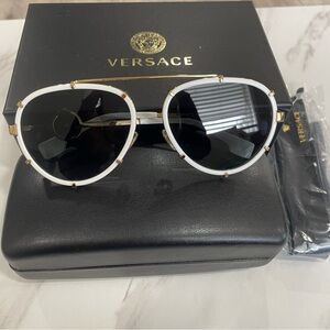 Versace VE2232 147187 Gold and White Designer Sunglasses